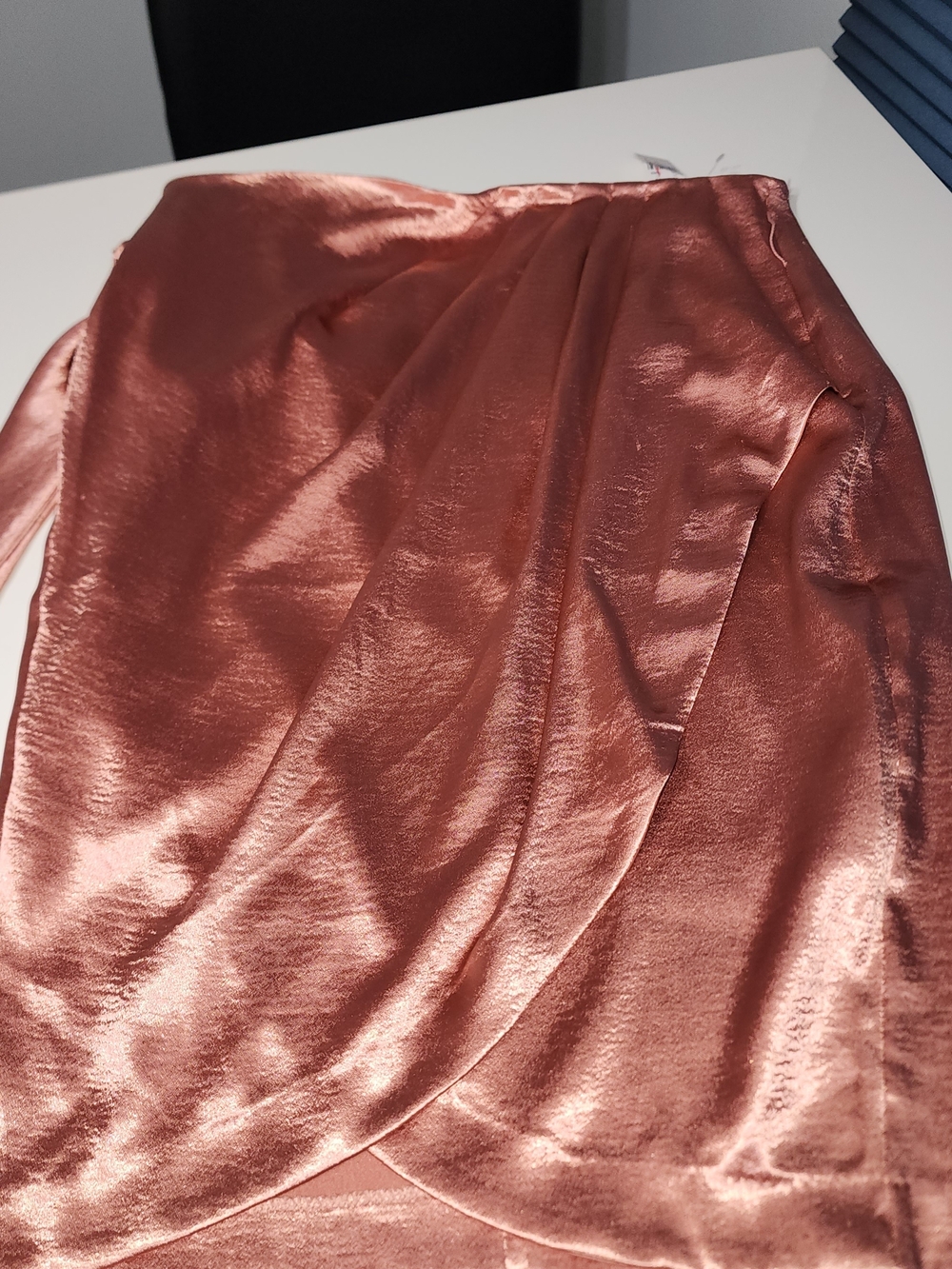 Rose Gold Satin Like Pencil Skirt Size 14